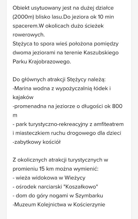 Dom Na Kaszubach "White House" Caloroczny Na Wylacznosc Stężyca 외부 사진
